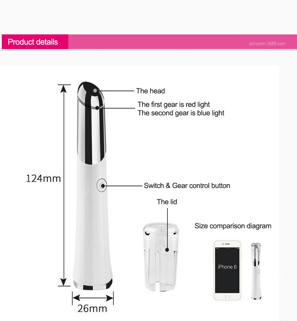 Beauty Eye Massager USB dobíjecí masážní přístroj na obličej Podrobnosti o zařízení péče o pleť